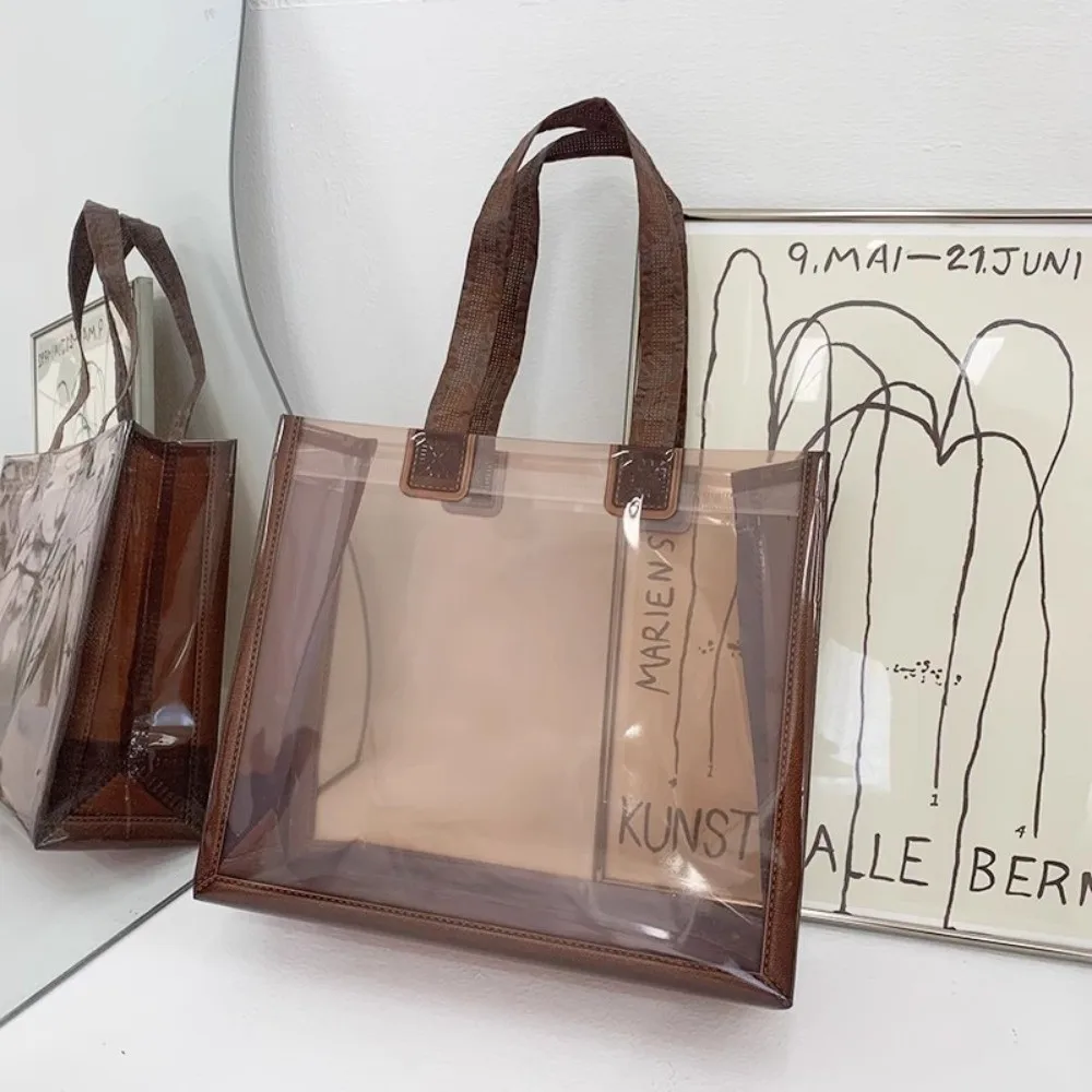 Thick Water-Sprinkling Festival PVC Tote Waterproof Plastic Transparent Handbags Durable PVC Reusable Bags Wedding Decor