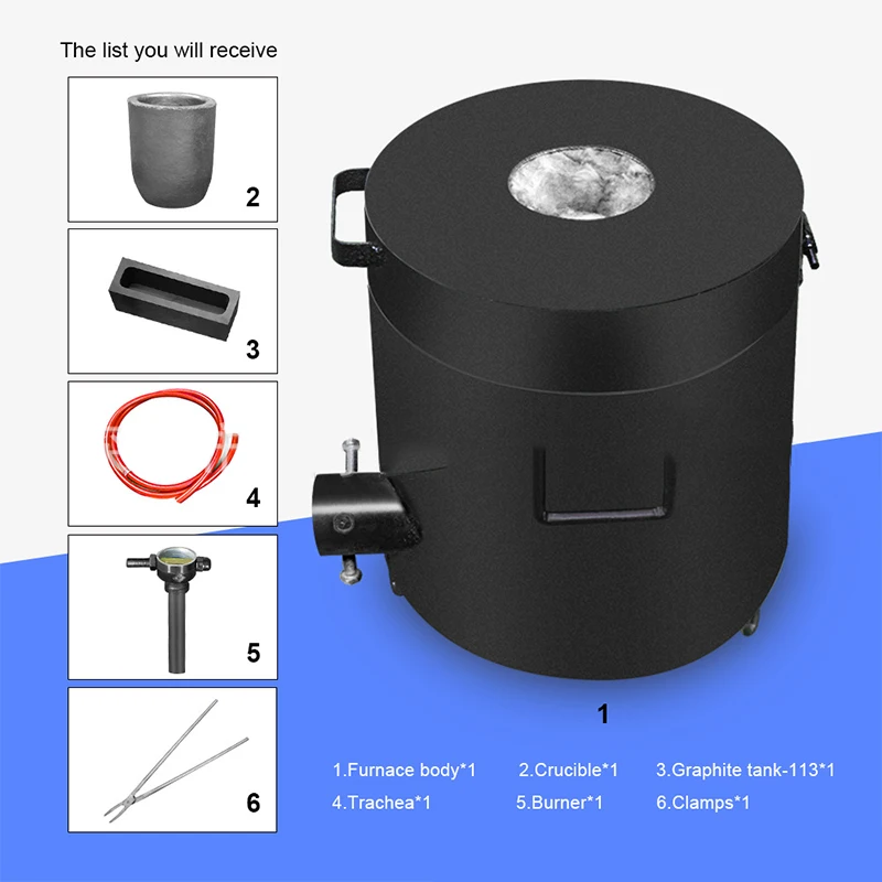 Horno de fusión de propano, Kit de horno de fundición de Metal, crisol de grafito y pinzas, fundición de forja Diablo, 6KG, 10KG, 12KG