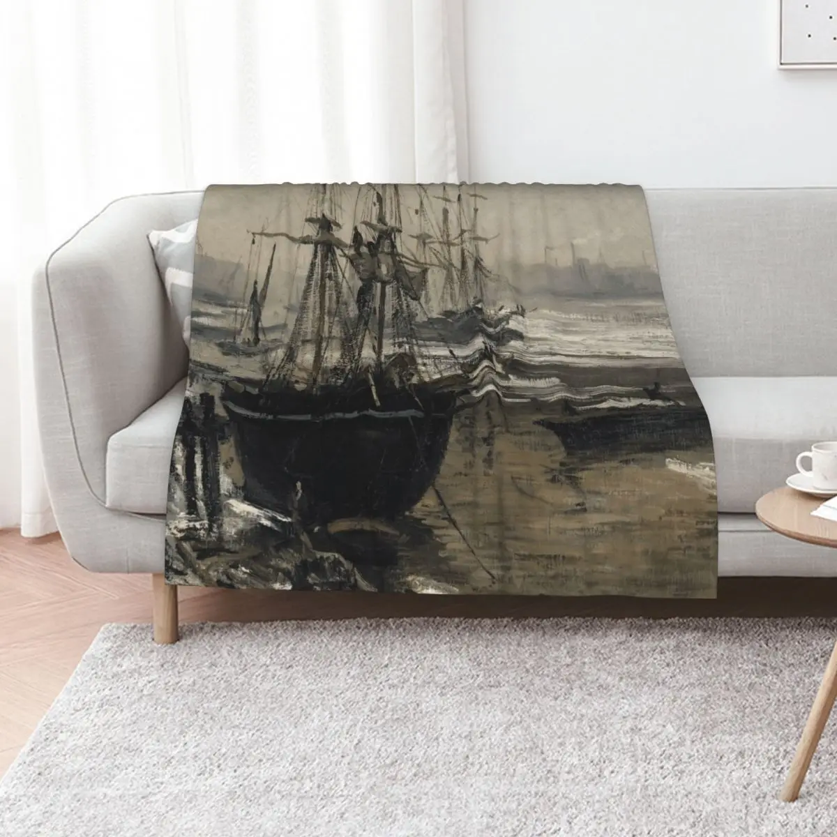 The Thames in Ice by James Whistler (1860) Throw Blanket Personalized Gift Soft Big Soft Beds Luxury Hairy Blankets