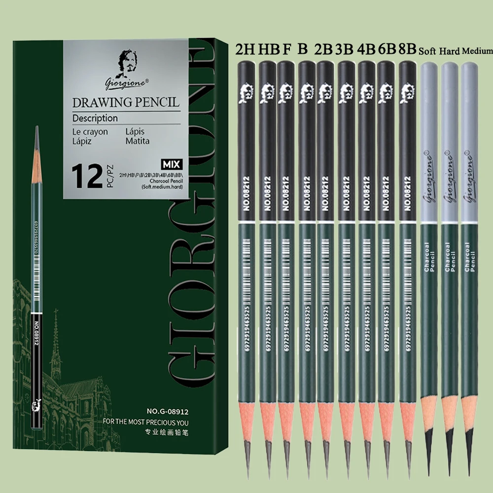 مجموعة أقلام رسم احترافية 10/12/19 قطعة أقلام رسم من فحم الجرافيت لوازم فنية للفنانين المبتدئين