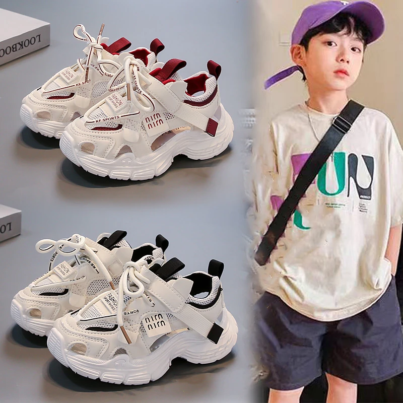 

Детские кроссовки, новые летние спортивные сандалии для мальчиков и девочек, дышащие сетчатые сандалии для бега, детская модная брендовая дизайнерская обувь на мягкой подошве