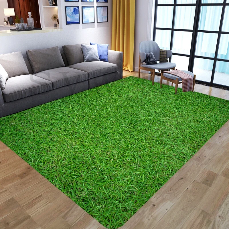 Green Grass Living Room Floor Mat 3d Printing Lawn Plant Bedroom Room Decoration Door Mat Carpet Non-slip Mat Bathroom Floor Mat