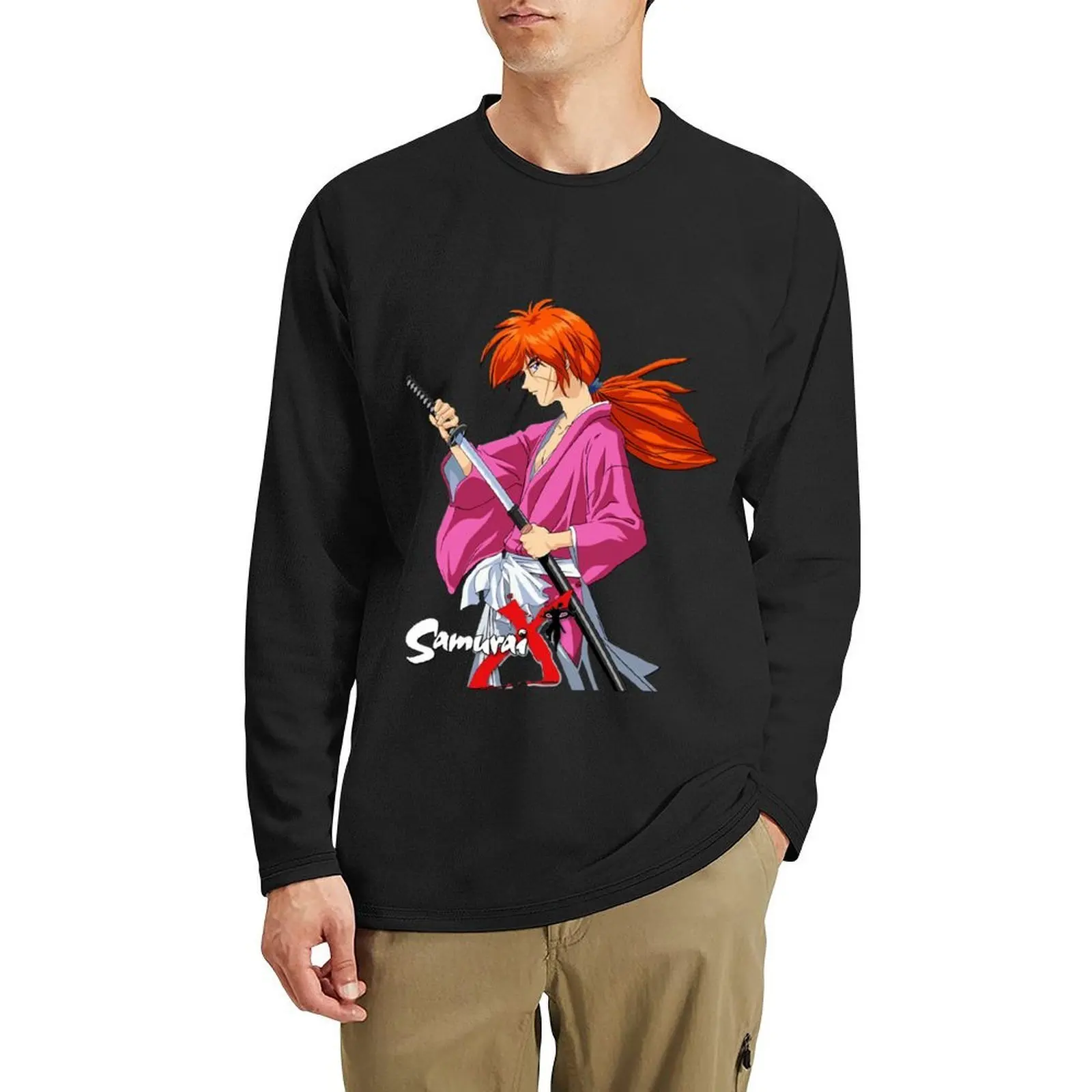 Para cumpleaños, niños y niñas, Kenshin Battousai, impresionante camiseta larga del primer día, ropa de anime, camisetas para niños, camisetas blancas para hombres