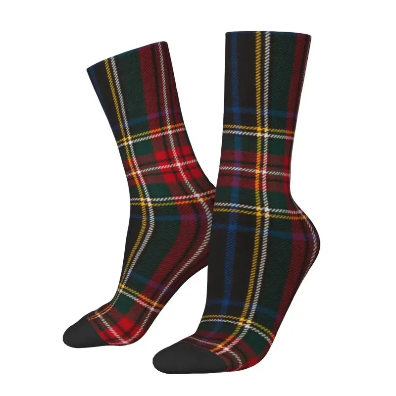 Cool Luxury Black Tartan Plaid Socks Women Men Warm 3D Print Geometric Gingham Check Texture Football Sports Crew Socks