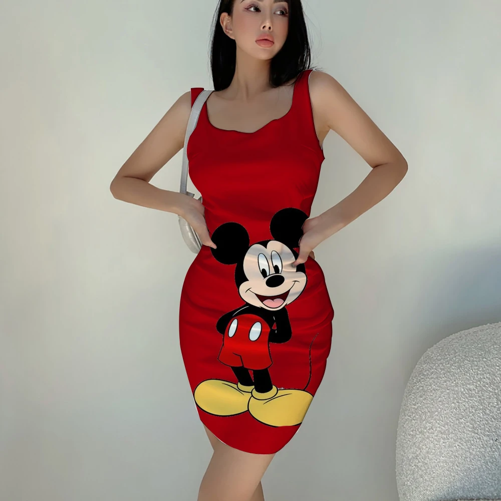 

2024mini dress Women in summer sleeveless women's sexy cartoon 3D printing dress fashion casual and comfortable dress