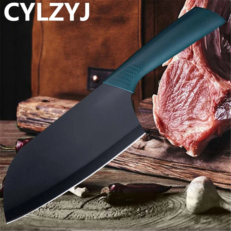 Household Kitchen Knife Sharp Women'S Stainless Steel Knife Kitchen Dormitory Outdoor Knife German Black Blade Chef'S Knife