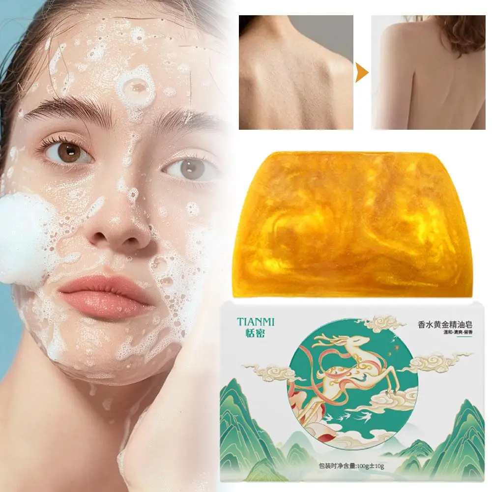 

100G Gold Soap Facial Whitening Soap Bar Reduces Wrinkle Dark Spot Remover Clean Cutin Brightening Skin Body Wash Soap Skin Care