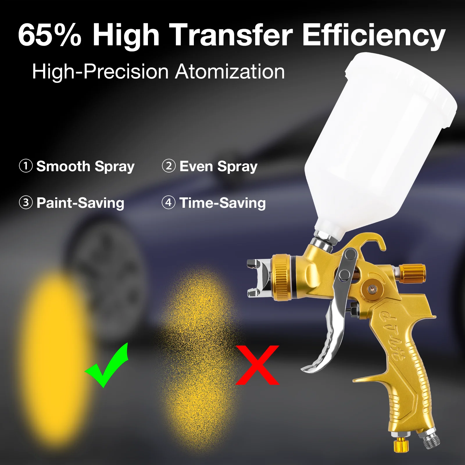 Профессиональный HVLP -распылительный пистолет, 1,3 мм/1,5 мм/1,8 мм сону, 600 мл больших возможностей, инструменты для ремонта автомобильной/мебельной краски, домашняя пневматическая краска для краски пистолет