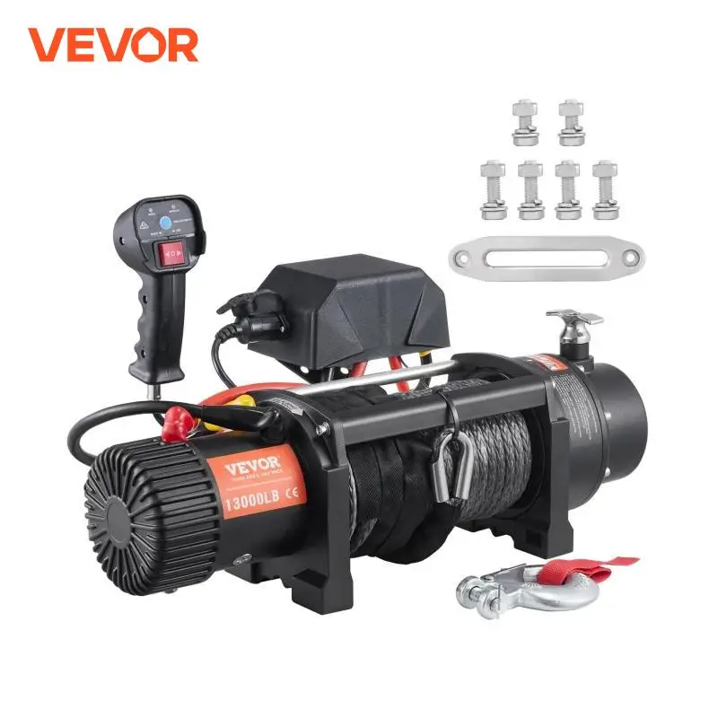 VEVOR Treuil Électrique 12 V 13000 lb 5897 kg avec Télécommande Sans Fil 2 en 1 20 m Treuil à Corde