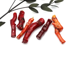 Red Sea Bamboo Coral Branch Shaped Sea Bamboo Coral Pendant Jewelry Making DIY Necklace Earrings Accessories Gift