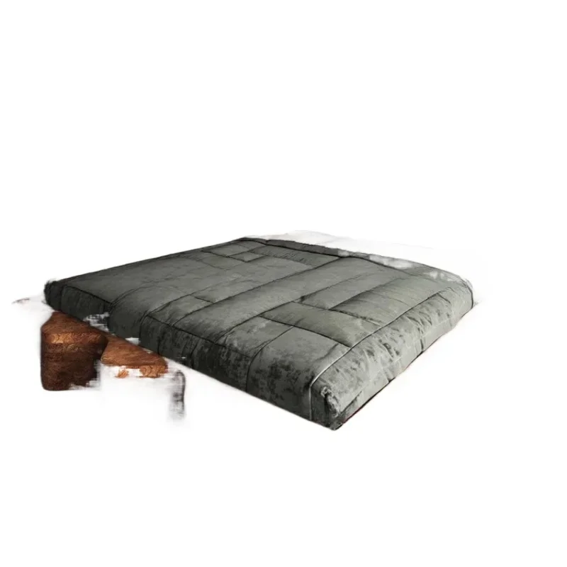 

Japanese-style wabi-sabi double bed, tree tumor wood grain, corrugated solid wood be d, short style