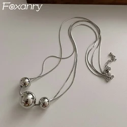 FOXANRY Stamp Ball Pendant Necklace for Women New Fashion Creative Vintage Handmade Clavicle Chain Birthday Party Jewelry