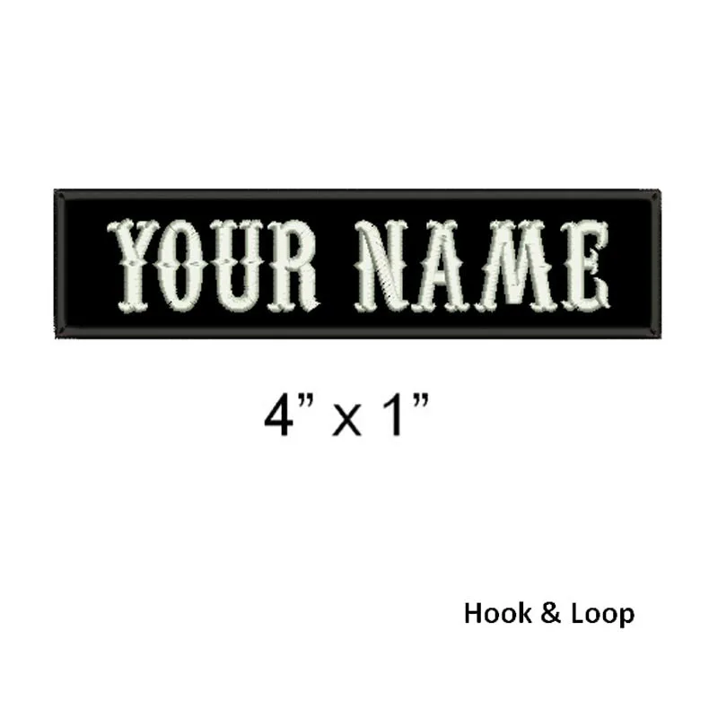 1PC nome personalizzato Patch Stripes Badge Iron On o Hook Loop nero da 4 pollici a 10 pollici di larghezza