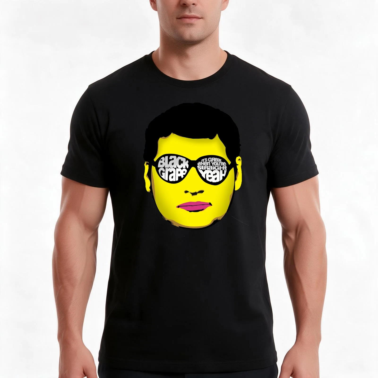 Black Grape - It's Great When You're Straight Yeah T-Shirt, Summer Casual Cotton Tee, Oversized Streetwear Tops, 100% Cotton