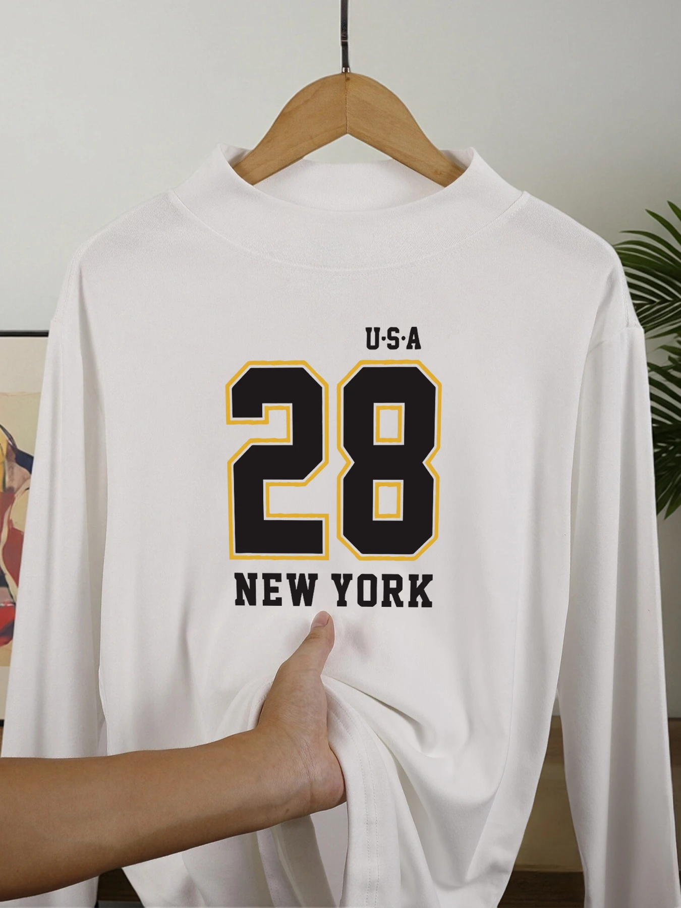 

Нью-Йорк, США, номер 28, повседневный топ с принтом, мужская базовая простая рубашка с длинными рукавами, универсальные утолщенные базовые футболки на осень и зиму