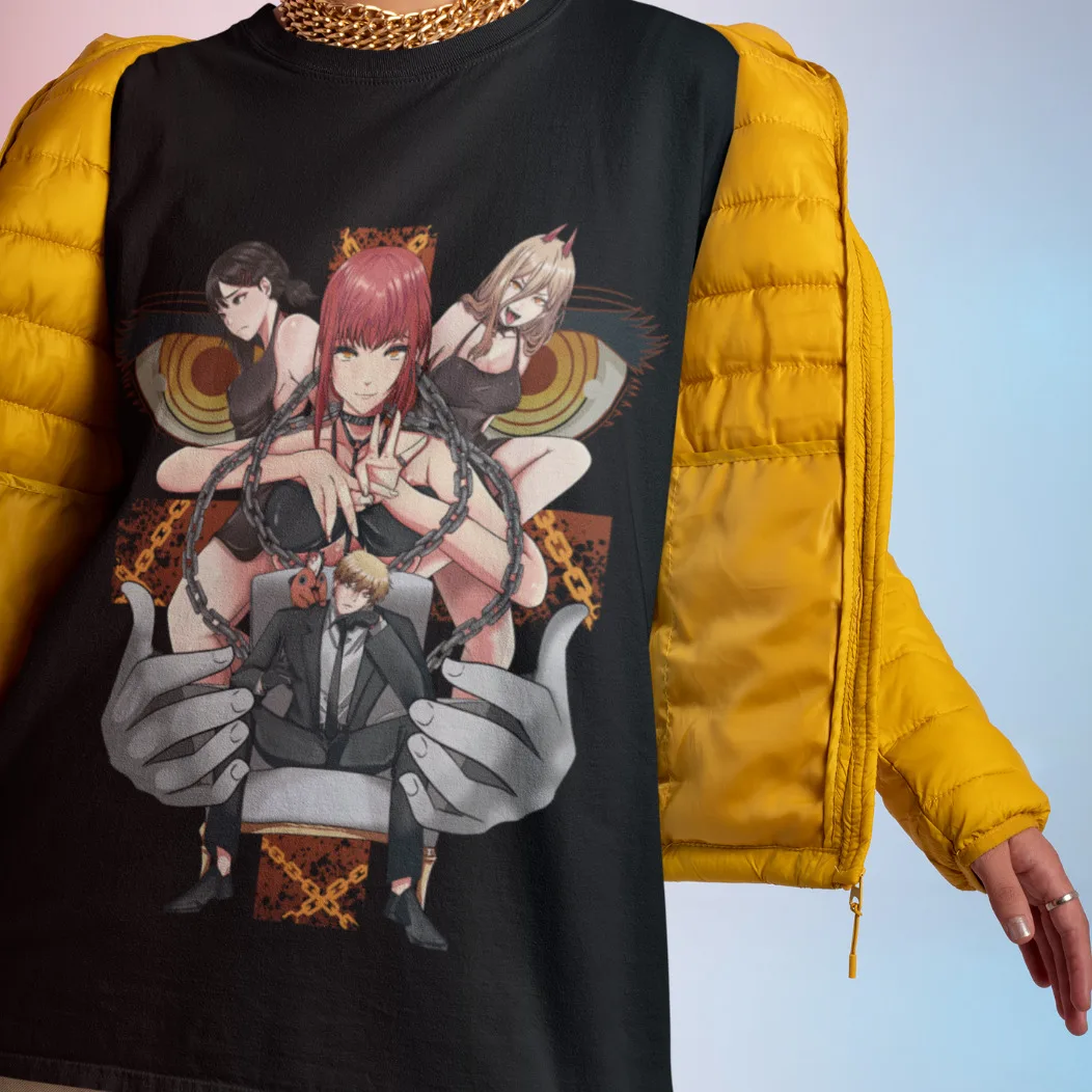 

Chainsaw Man Shirt Makima Power Tshirt Poshita T-Shirt Denji Anime Manga Tee Aki