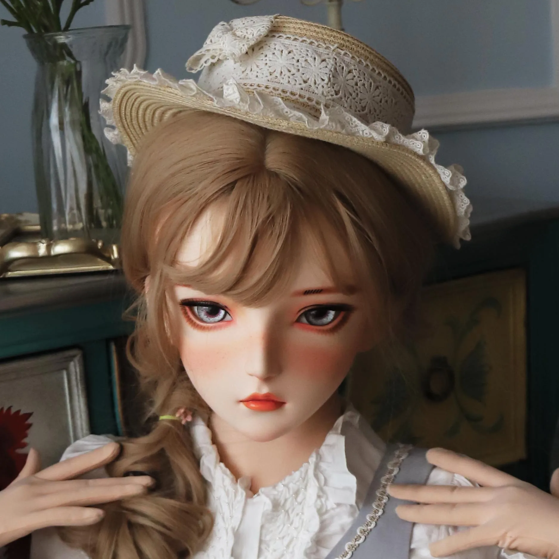 

(KM103B)Customize Half Head Sweet Girl Resin Crossdress Japanese Cartoon Anime Female Cosplay Kigurumi Doll Mask Drag Queen