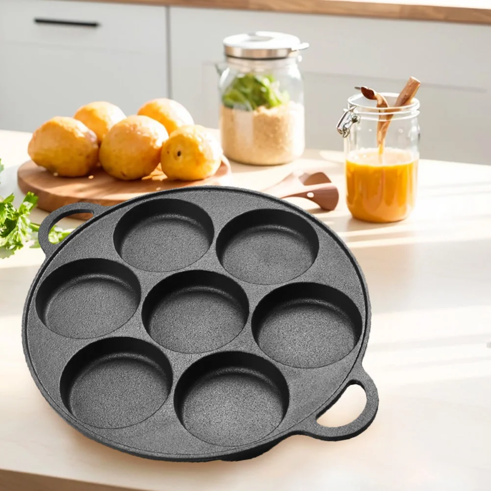 7 Hole Kitchen Cooking Ham Pan Iron Non-Stick Breakfast Maker Cookware Eggs Cooking Pan Burger for Gas Stove Induction