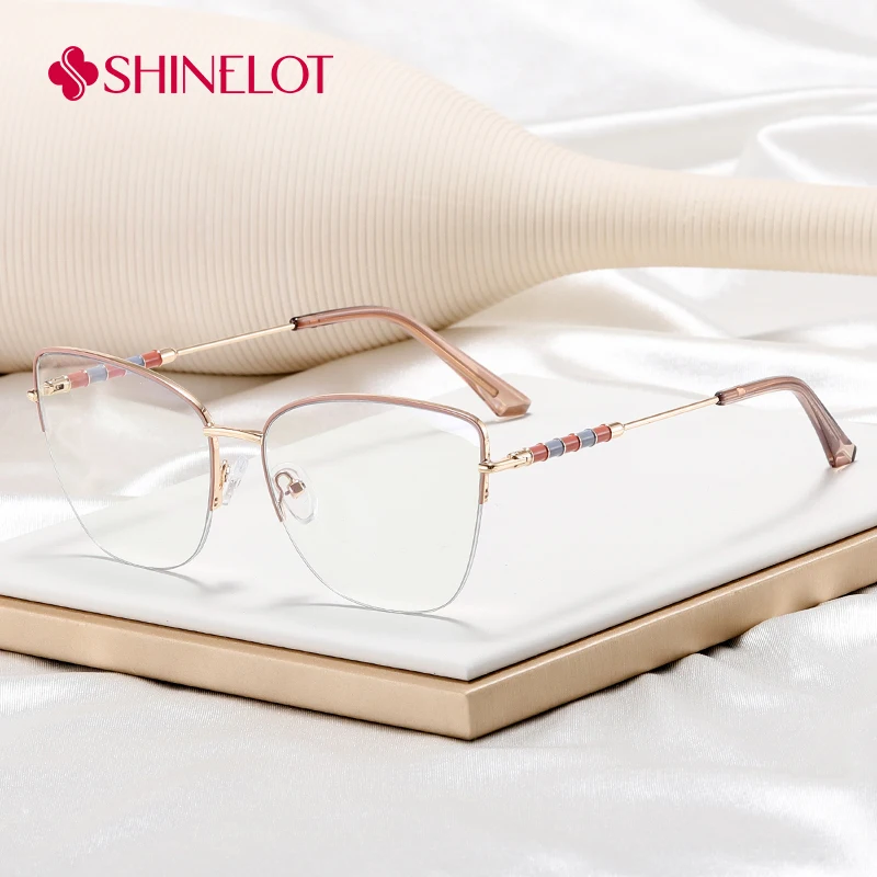 

91343 High Quality Cat Eye Eyeglasses Frame Creative Mirror Legs Radiation Protection Glasses All Face Shapes Eyewear