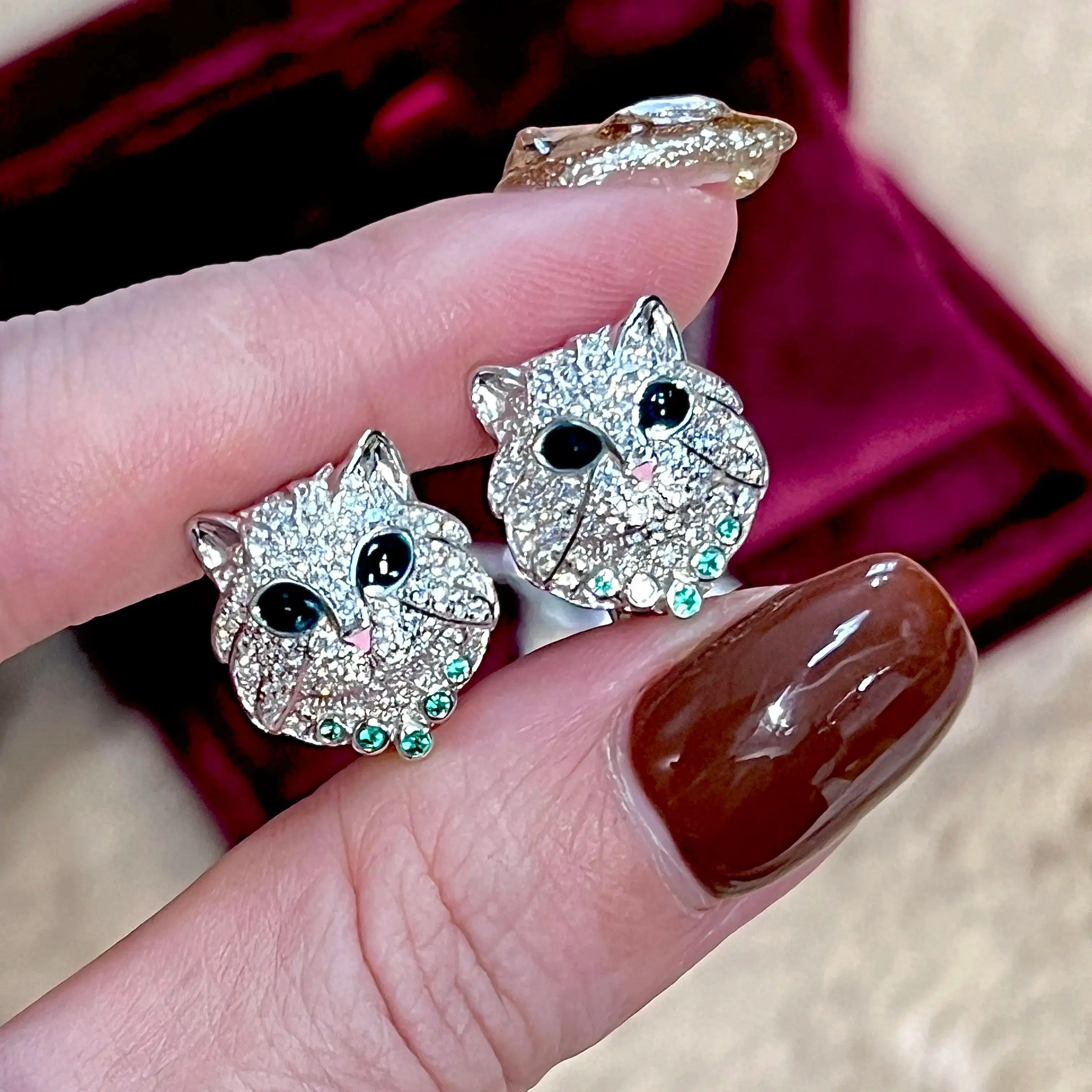 

Luxury WLADIMIR Pet Cat Fashion Women's Earring Ear Clips Pure Silver High-quality 5A Grade Zircon Sparkling Charming Party Gift