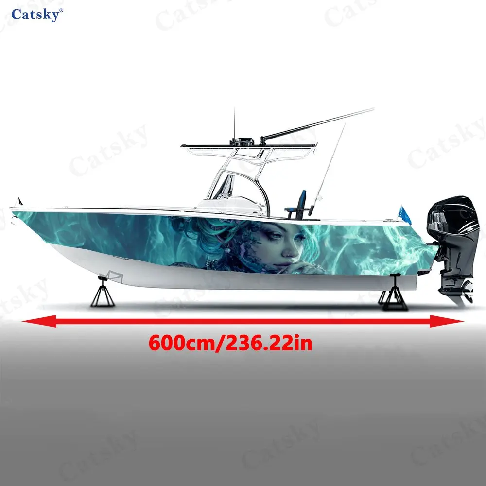 Skull Princess Azure Beauty Mysterious Special Boat Sticker Vinyl Ship Pontoon Deck Boat Fishing Decorative Pontoon Boats Decal