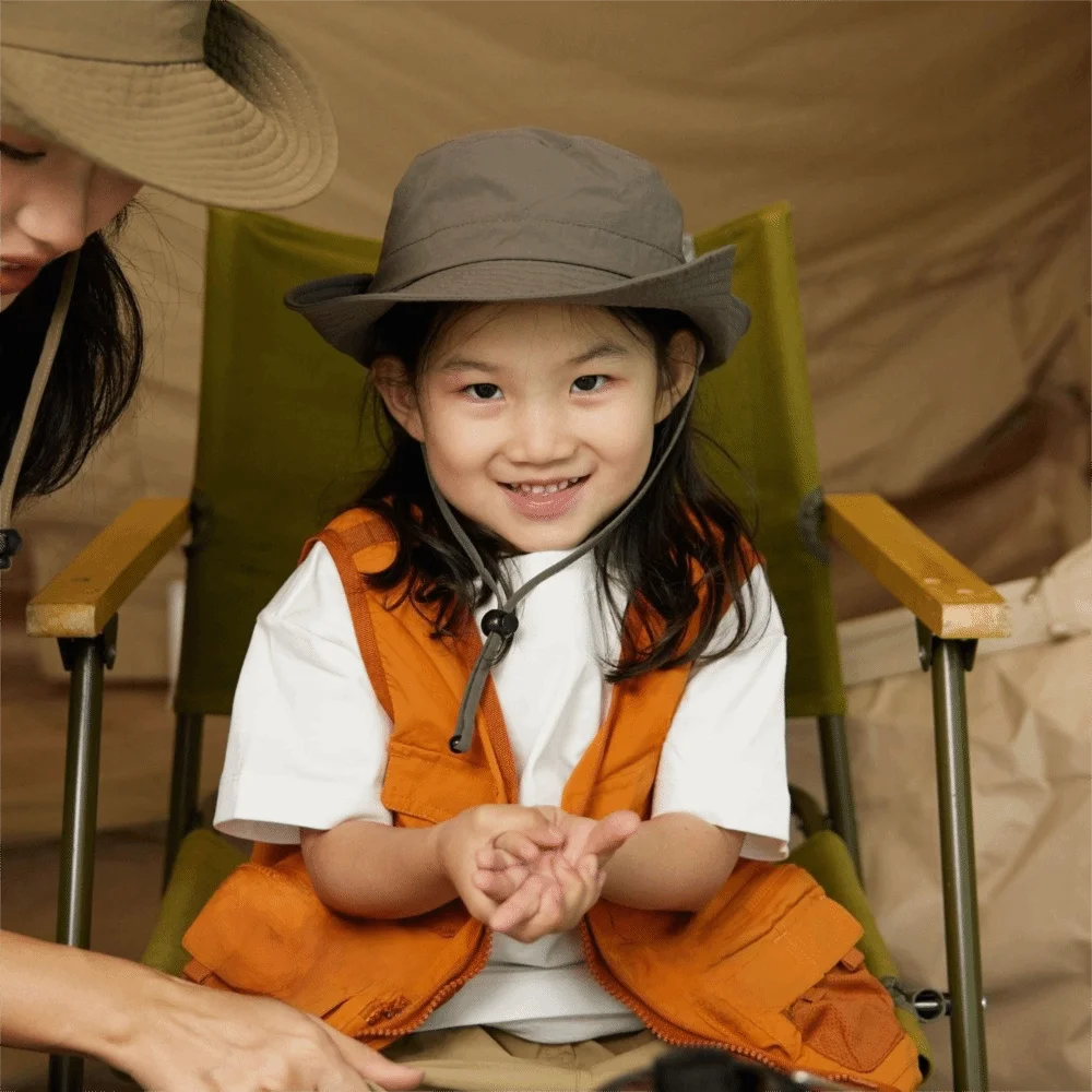 Casual Quick-drying Kids Camping Hat Breathable Windproof Children Bucket Hat Adjustable Rope Skin-Friendly Baby Sun Hat Beach