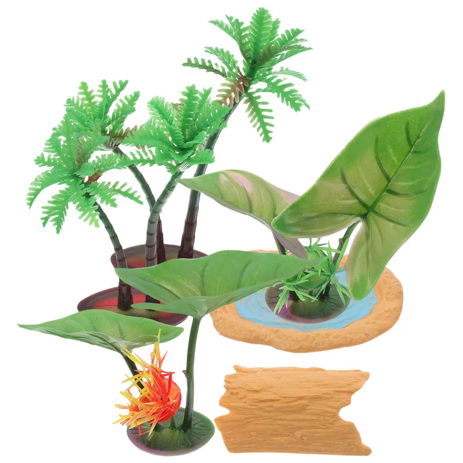 1Set Miniature Fish Pond Scene Artificial Palm Tree Lotus Leaves Foam Lily Pads for Fairy Garden Office Living Room Relaxation