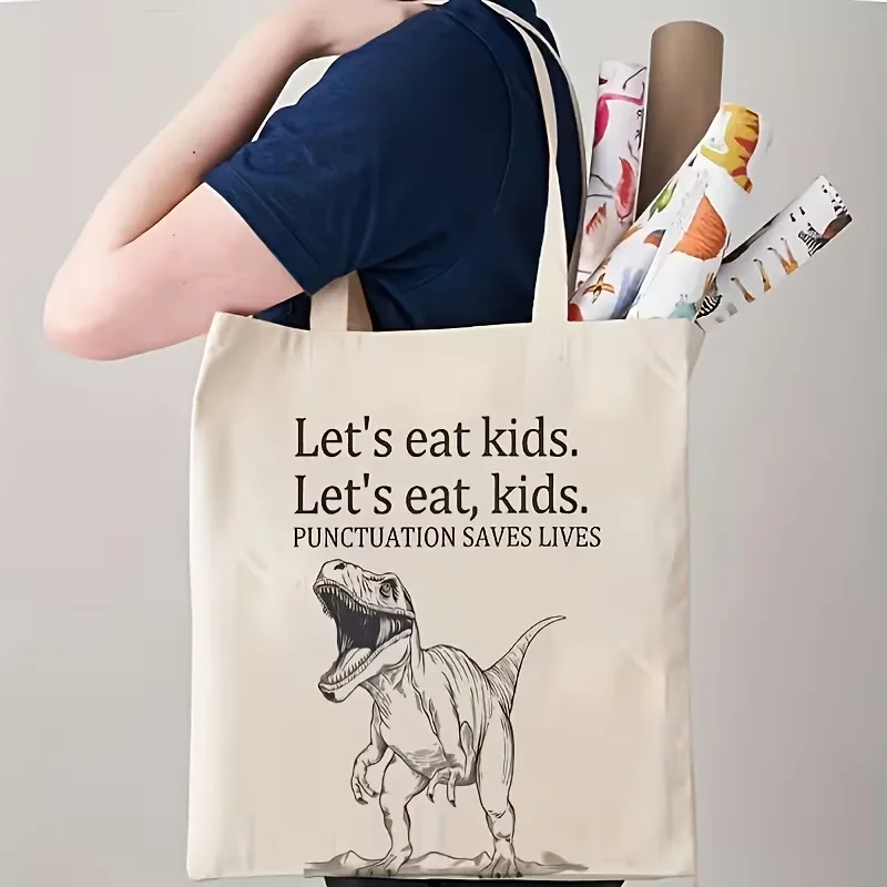 1pc Punctuation Meme Themed Printed Tote Bag, Reusable Shopp