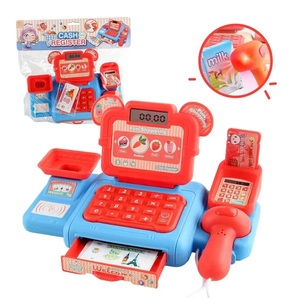 Toy Cash Register Pretend Play Supermarket Checkout Toy  Cash House Toys With Sound Light Effects Role‑Play Grocery Store Toys