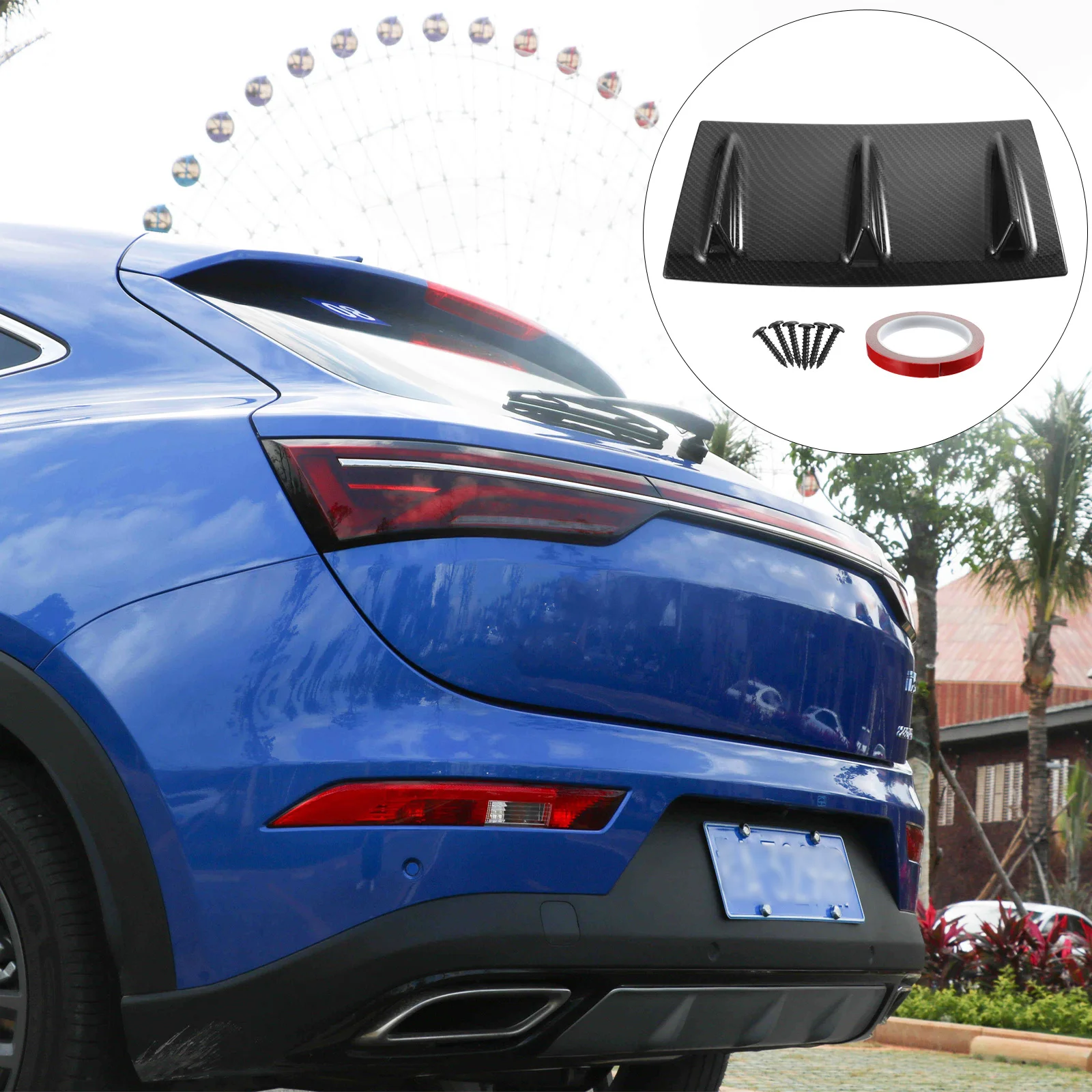 

Car Rear Bumper Diffuser Spoiler High-Performance Abs Durable Universal Fit Most Vehicles Noise Reduction Stable Driving Rear