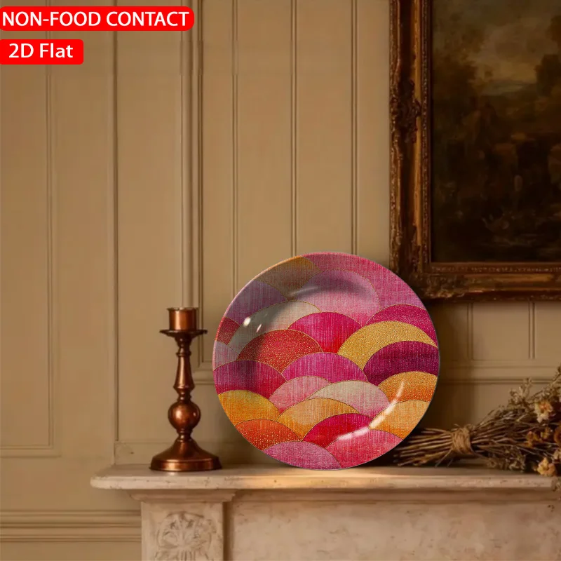 1pc Modern Abstract Wave Ceramic Plate - Pink Wave Pattern Non-Food Contact Suitable for Home Desk Decor, Elegant Table