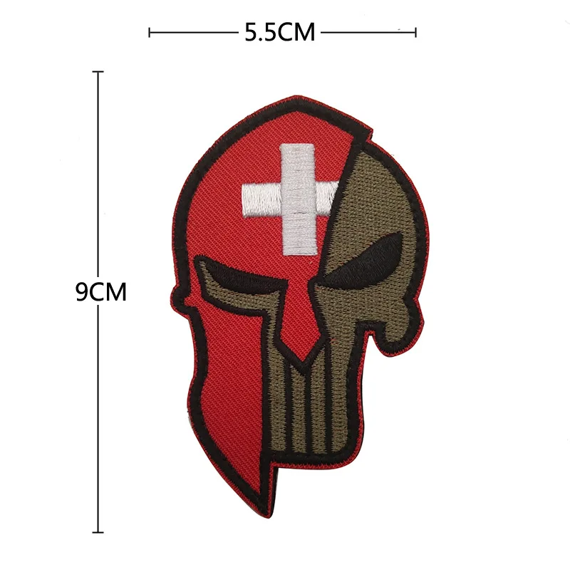 Switzerland National Flag Embroidered Patches Military Tactical SPARTAN HELMET Badges Reflective Crossed Flag for Backpack Hat