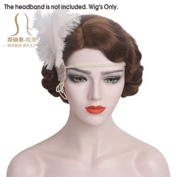Retro Water Wave Pattern Wig 1920S Women's Old Shanghai Miss Kanika Head Set Great Gatsby Line Cosplay Wig