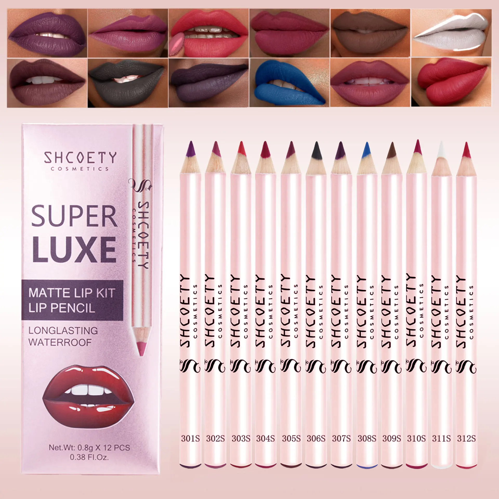 12本入りリップライナーペンシルセット、完璧なヌード、大胆な、またはオンブレの唇を実現、防水、高発色で唇の輪郭を整え、定義します