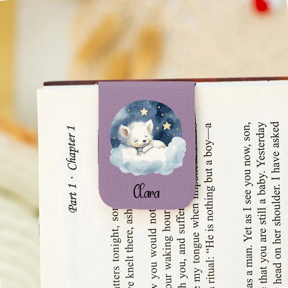 1PC Lovely Puppy Personalized Name Print Softpink Leather book clamp For Birthday Gifts