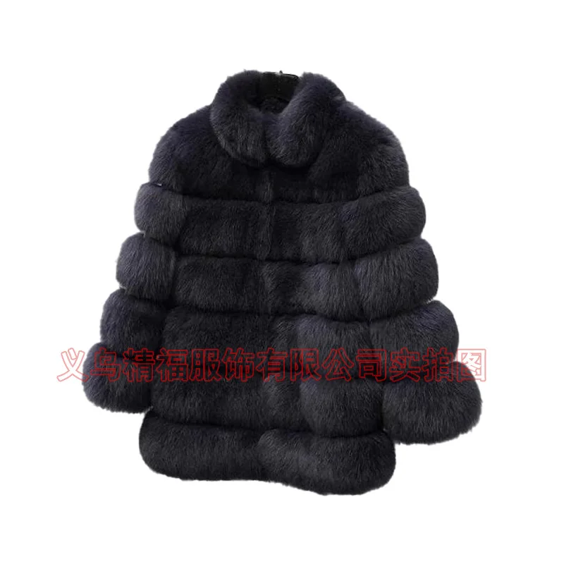 Manufacturers Wholesale Korean Style High Imitation Fox Fur Stitching Fur Coat Medium and Long