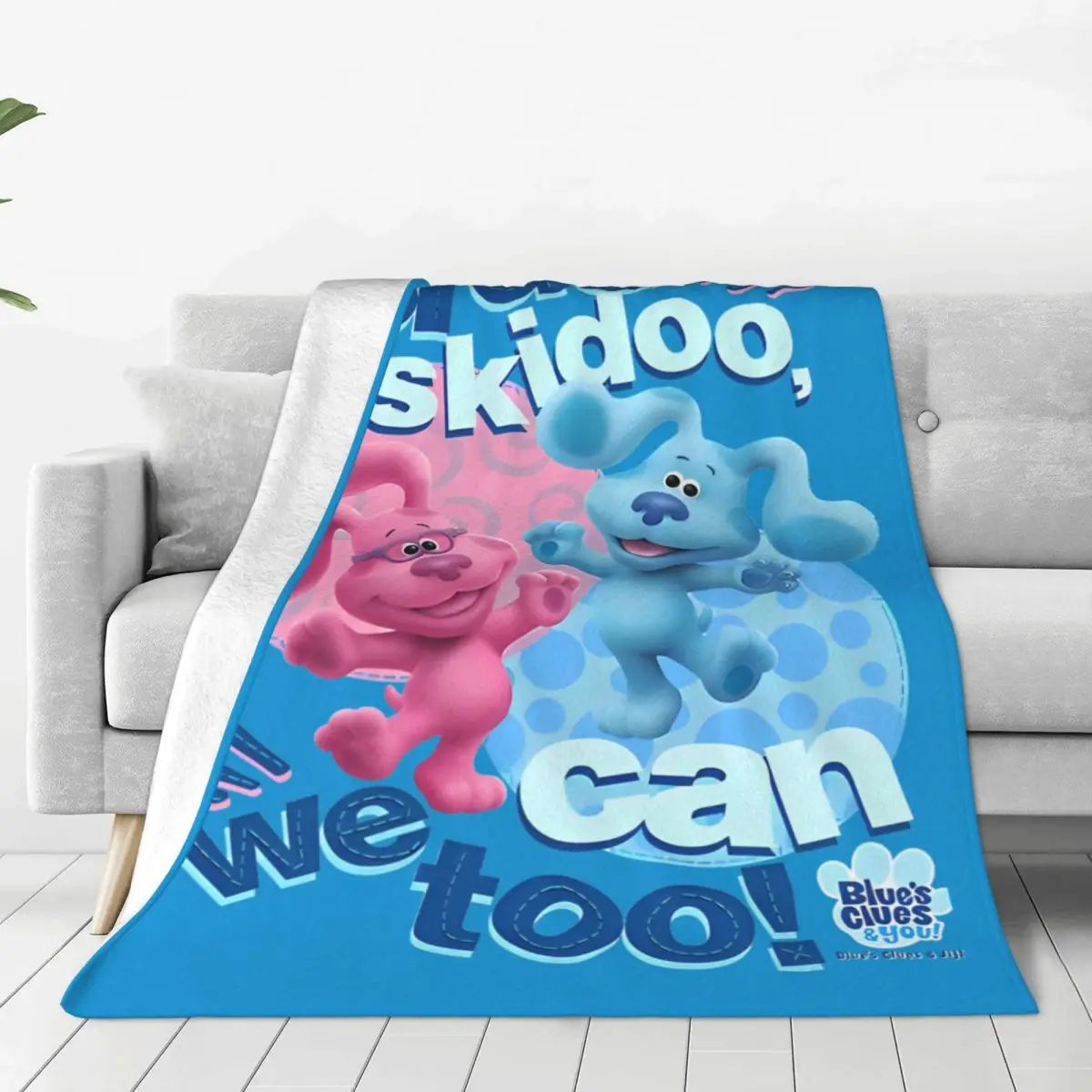 Blues Clues & You Blue Skidoo We Can Too Blankets Flannel Novelty Warm Throw Blanket for Chair Covering Sofa Summer