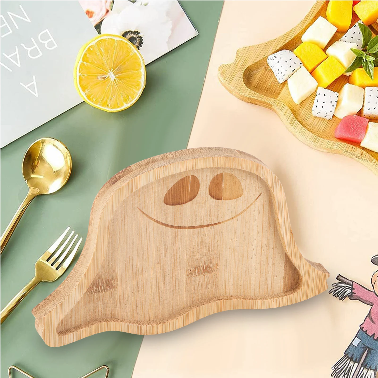 Tray Party Home Decoration 1PC Appetizer Creative Bamboo Cheese Fruit Snack Halloween Dinner Plate