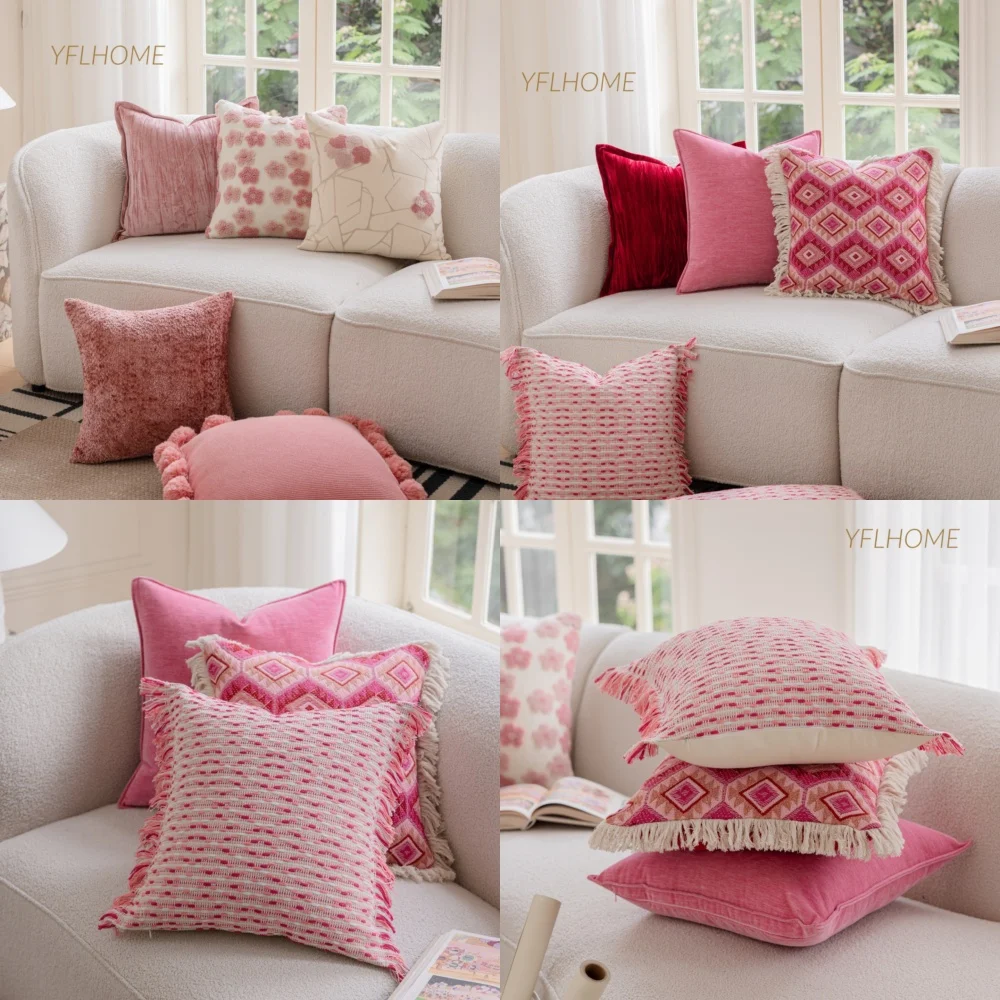 

Розовая декоративная наволочка в ретро-стиле для домашних животных (для собак и кошек) – чехол для подушки на диван, кровать, кушетку, для дома, гостиной, декора Airbnb