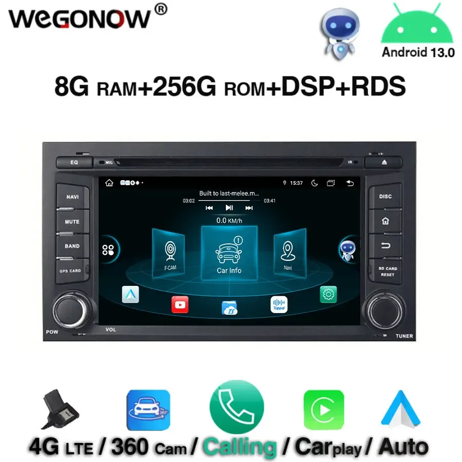 360 DSP 8 Core IPS Android 13.0 8GB RAM 256GB ROM Car DVD Player GPS RDS Radio wifi 4G LTE Bluetooth 5.0 For VW seat LEON 2014