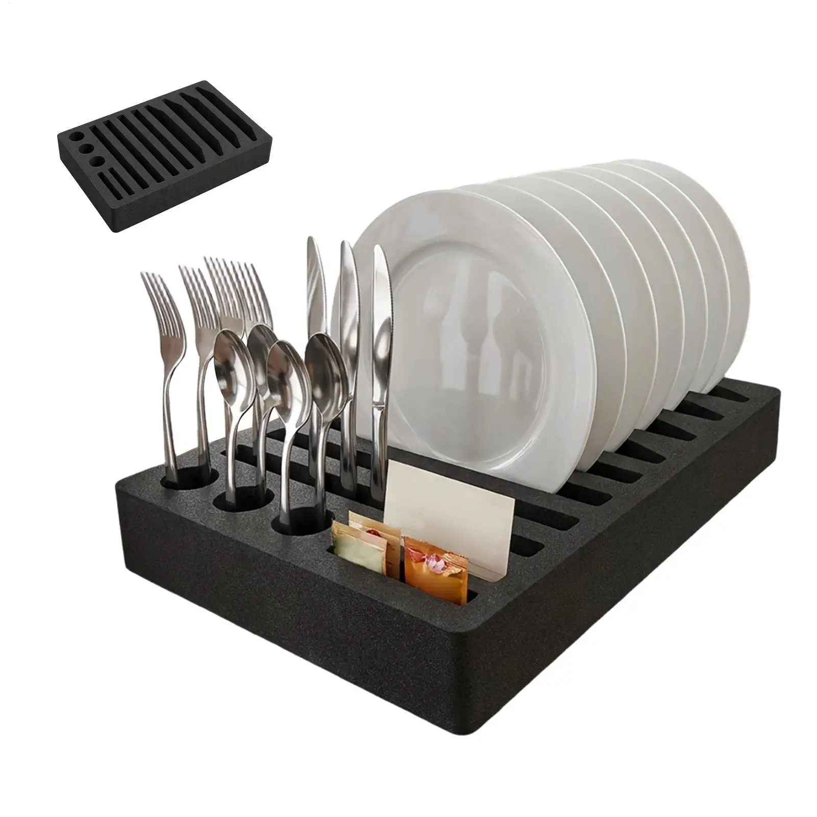 Plate Organizer Space Saving 13 Slots Caravan Utensil Tray Cabinet Plate Organizer for Trailer Caravan Motorhome Travel Camping