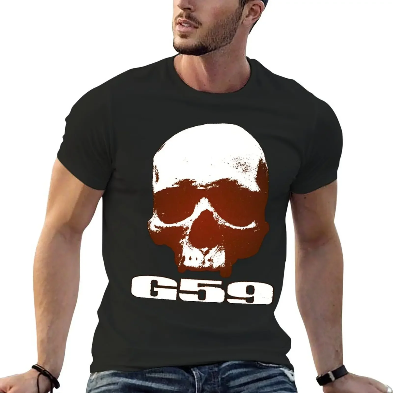 G*59 / GREY*59 / G59 – SKULL RED LOGO T-Shirt vintage graphic tee vintage quick-drying oversized t shirt men