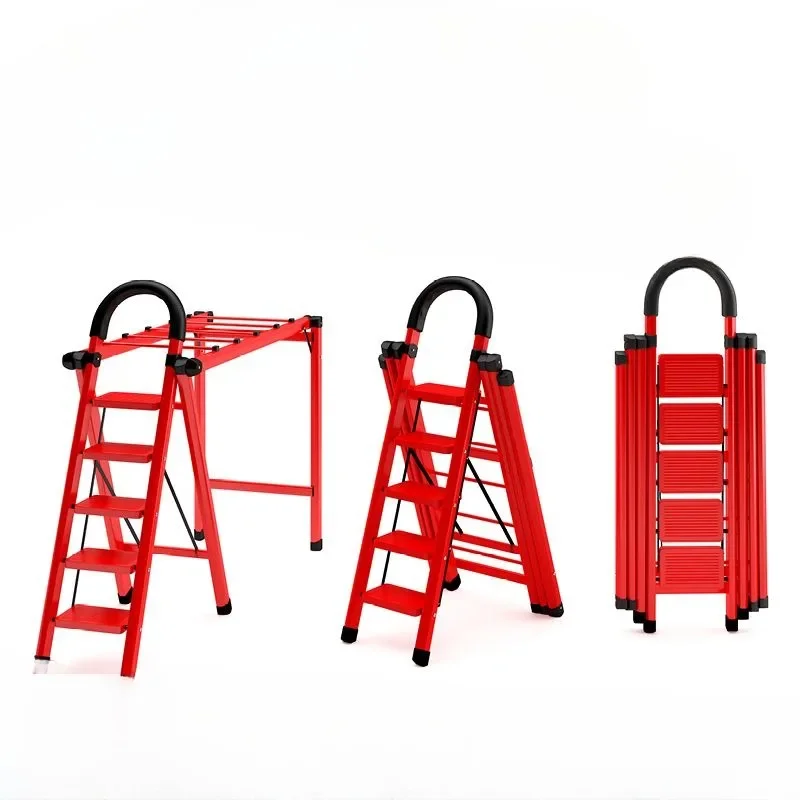 

Household ladder Multifunctional dual-purpose drying steel telescopic -free herringbone ladder Stairs