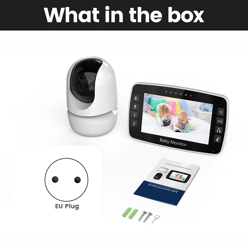 4.3Inch IPS Screen Wireless PTZ Intercom Baby Monitor Security Camera Long Distance Camera EU Plug
