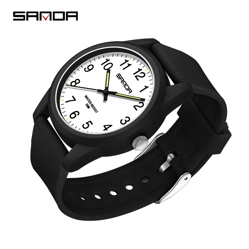 Sanda-Montre-bracelet à quartz étanche pour hommes et femmes, horloge d'extérieur, montres-bracelets pour étudiants, simple, original, nouveau style, marque supérieure, mode