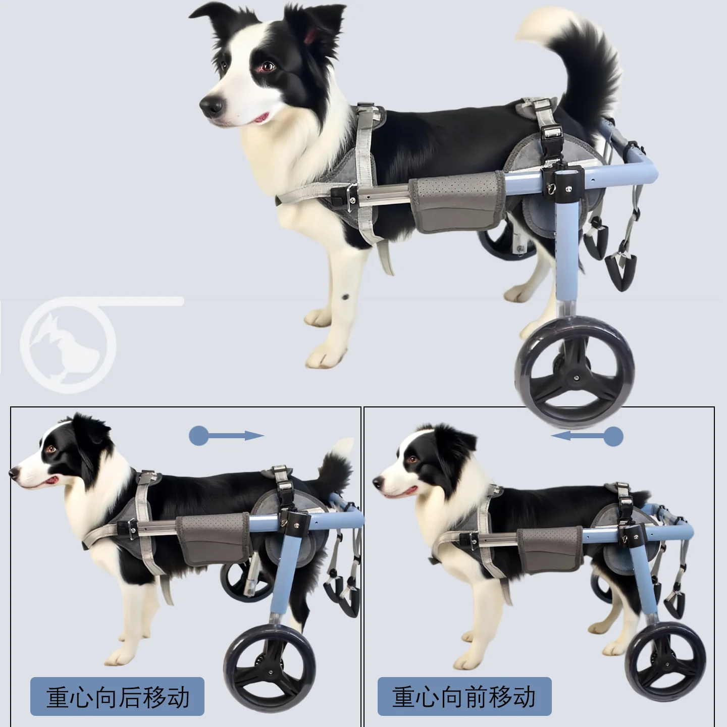 Foldable & No-Assembly Dog Wheelchair for Medium-Large Pets, Adjustable Hind Leg Support Cart for Disabled & Paralyzed Dogs