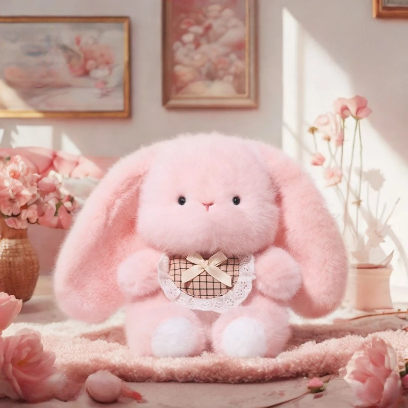

Soft Pink Bunny Plush Toy Cute Long Ear Rabbit Stuffed Animal with Kawaii Companion Doll Kids Girls Birthday Gift Bedroom Decor