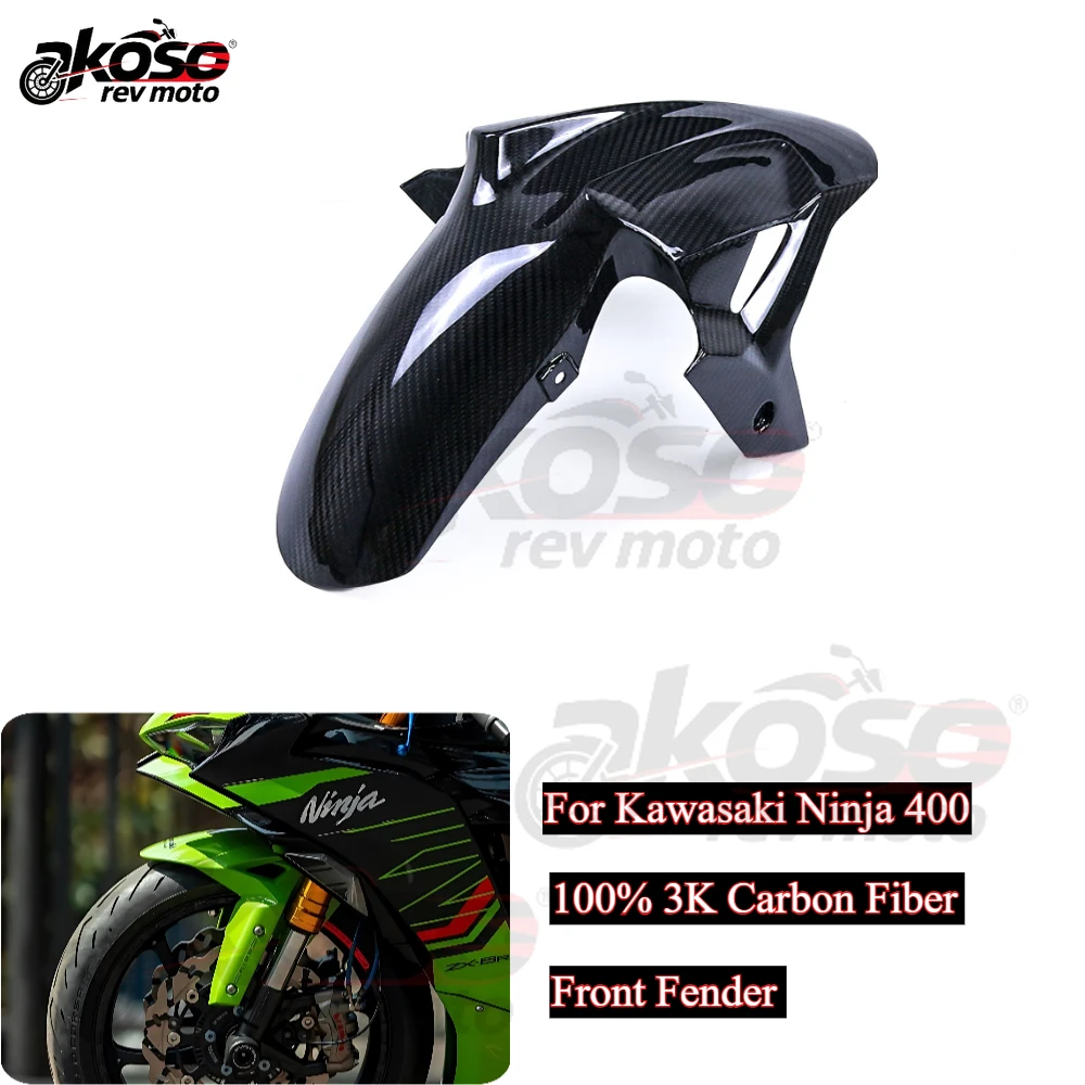

100% 3K Carbon Fiber Front Fender Mud Guard Wheel Hugger Mud Flap Splash Parts For Kawasaki Ninja 400 Motorcycle Accessories
