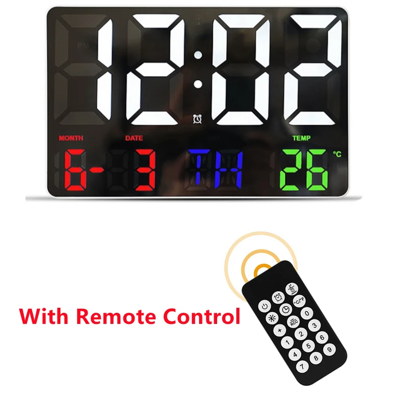 LED digitale Wanduhr Wecker mit Fernbedienung Großbild elektronische Uhr Temperatur Datum Tag Anzeige Wanduhr