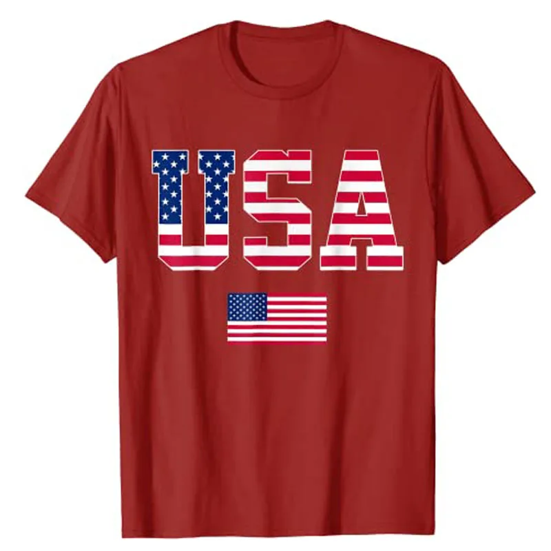 USA T-Shirt Women Men Patriotic US Flag 4th of July Apparel American Proud Graphic Tee Top Independence Day Clothes Novelty Gift